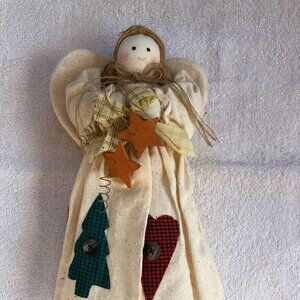 Vintage country angel tree topper/mantle decoration, 11 inches tall